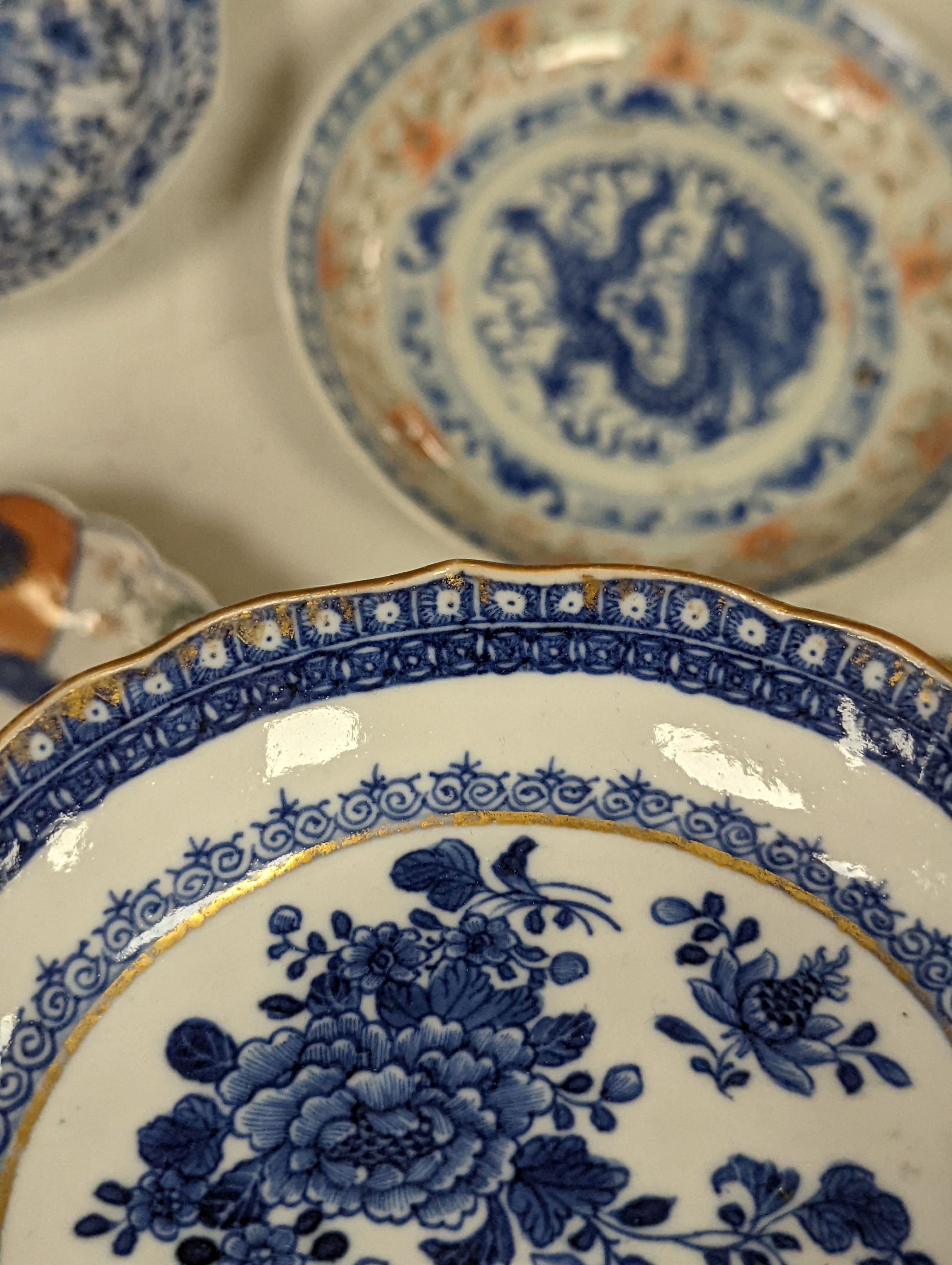 Ten various Chinese porcelain saucer dishes, largest 15cm